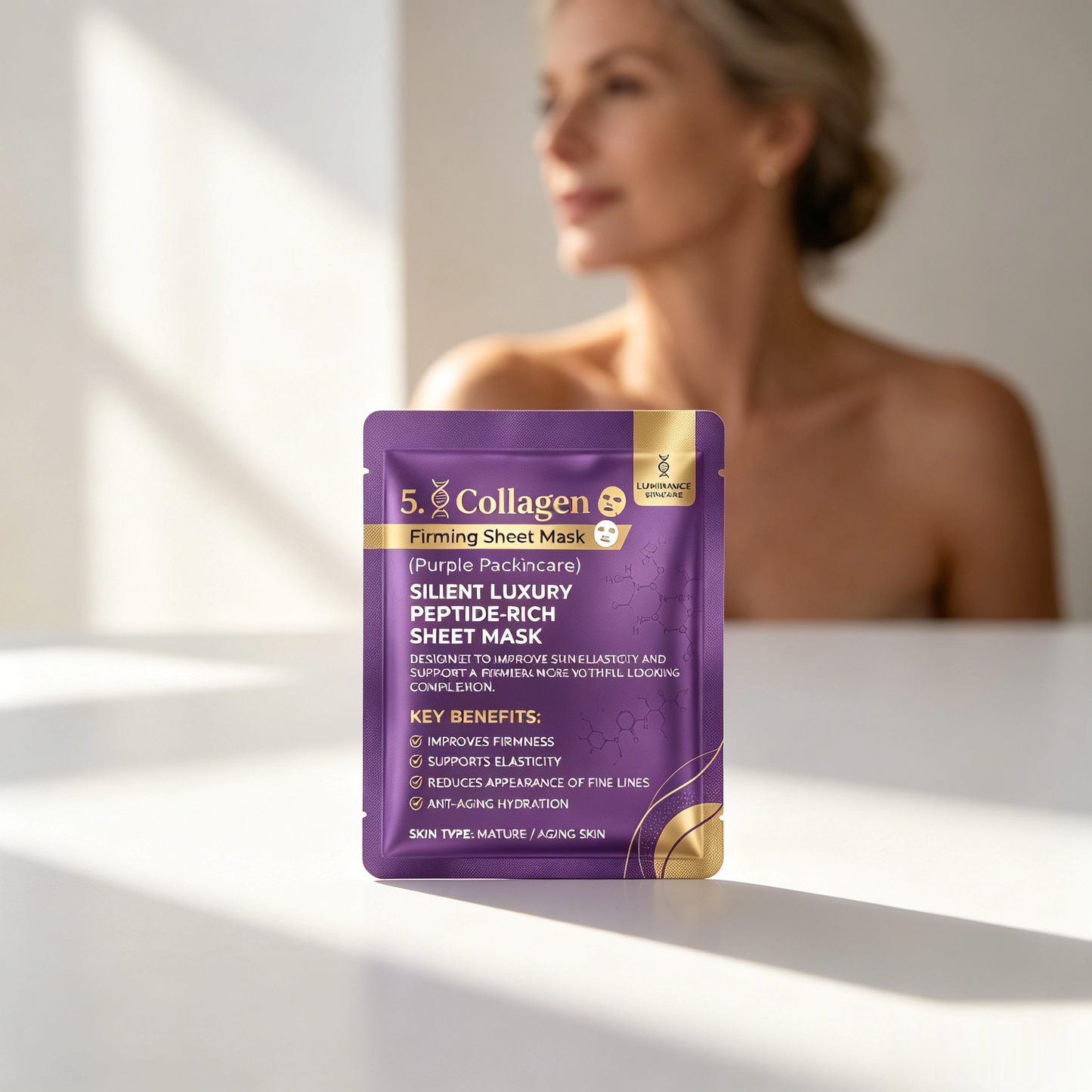 LUMINANCE SKINCARE 5X Kollagen ♥️♥️ & Peptid-Gesichtsmaske | Feuchtigkeitsspendende und straffende Pflege für glatter aussehende Haut